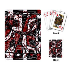 Red Black And White Abstract High Art Playing Card