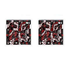 Red Black And White Abstract High Art Cufflinks (square)