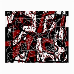 Red Black And White Abstract High Art Small Glasses Cloth (2-side) by Valentinaart