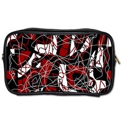 Red Black And White Abstract High Art Toiletries Bags 2-side