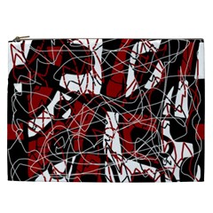 Red Black And White Abstract High Art Cosmetic Bag (xxl)  by Valentinaart