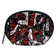 Red Black And White Abstract High Art Accessory Pouches (medium)  by Valentinaart