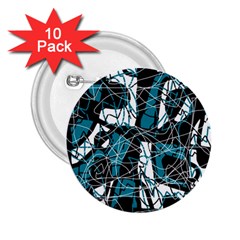 Blue, Black And White Abstract Art 2 25  Buttons (10 Pack)  by Valentinaart