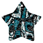 Blue, black and white abstract art Star Ornament (Two Sides)  Front