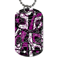 Purple, White, Black Abstract Art Dog Tag (two Sides)