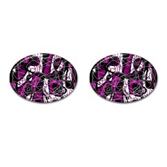 Purple, White, Black Abstract Art Cufflinks (oval) by Valentinaart