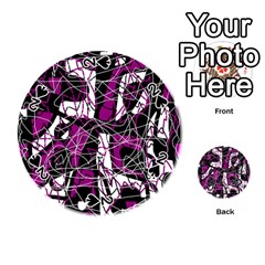 Purple, White, Black Abstract Art Playing Cards 54 (round)  by Valentinaart