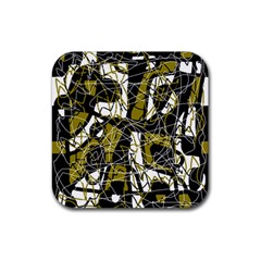 Brown Abstract Art Rubber Coaster (square) 