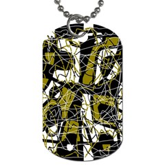 Brown Abstract Art Dog Tag (one Side) by Valentinaart