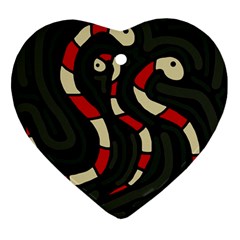 Red Snakes Ornament (heart)  by Valentinaart