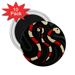 Red Snakes 2 25  Magnets (10 Pack)  by Valentinaart