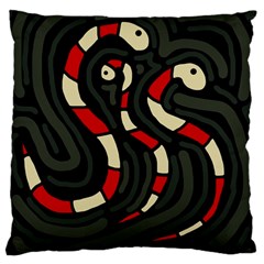 Red Snakes Large Flano Cushion Case (one Side) by Valentinaart