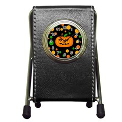 Halloween Pumpkin Pen Holder Desk Clocks by Valentinaart