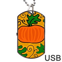 Thanksgiving Pumpkin Dog Tag Usb Flash (one Side) by Valentinaart