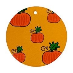 Thanksgiving Pumpkins Pattern Ornament (round)  by Valentinaart