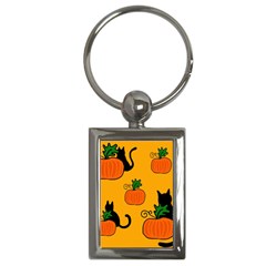 Halloween Pumpkins And Cats Key Chains (rectangle)  by Valentinaart