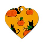 Halloween pumpkins and cats Dog Tag Heart (Two Sides) Back