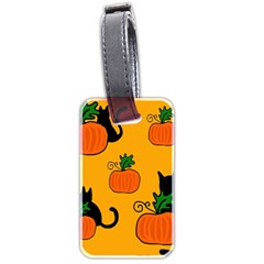 Halloween Pumpkins And Cats Luggage Tags (two Sides) by Valentinaart