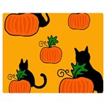 Halloween pumpkins and cats Double Sided Flano Blanket (Medium)  60 x50  Blanket Front