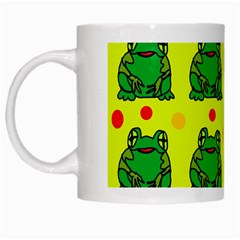 Green Frogs White Mugs by Valentinaart