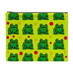 Green Frogs Cosmetic Bag (xl) by Valentinaart