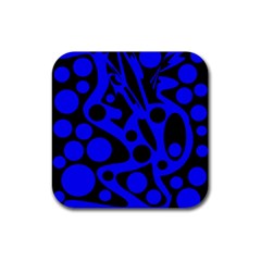 Blue And Black Abstract Decor Rubber Coaster (square) 