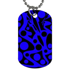 Blue And Black Abstract Decor Dog Tag (two Sides) by Valentinaart