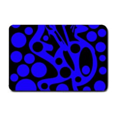 Blue And Black Abstract Decor Small Doormat  by Valentinaart