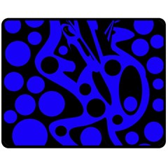 Blue And Black Abstract Decor Double Sided Fleece Blanket (medium)  by Valentinaart