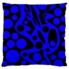 Blue And Black Abstract Decor Standard Flano Cushion Case (two Sides) by Valentinaart