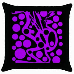 Purple And Black Abstract Decor Throw Pillow Case (black) by Valentinaart