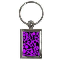 Purple And Black Abstract Decor Key Chains (rectangle)  by Valentinaart