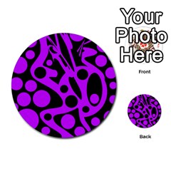 Purple And Black Abstract Decor Multi-purpose Cards (round) 