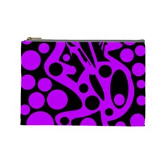 Purple And Black Abstract Decor Cosmetic Bag (large)  by Valentinaart