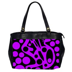 Purple And Black Abstract Decor Office Handbags (2 Sides) 