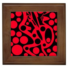 Red And Black Abstract Decor Framed Tiles by Valentinaart