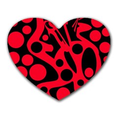 Red And Black Abstract Decor Heart Mousepads by Valentinaart