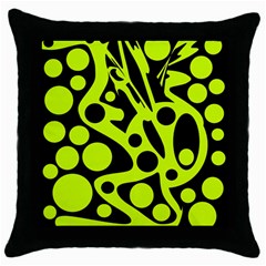 Green And Black Abstract Art Throw Pillow Case (black) by Valentinaart