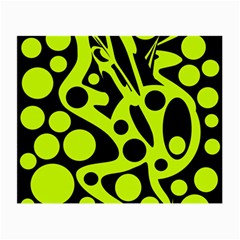 Green And Black Abstract Art Small Glasses Cloth by Valentinaart