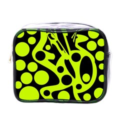 Green And Black Abstract Art Mini Toiletries Bags by Valentinaart