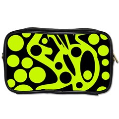 Green And Black Abstract Art Toiletries Bags by Valentinaart