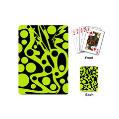 Green And Black Abstract Art Playing Cards (mini)  by Valentinaart