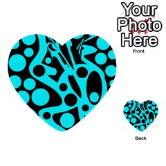 Cyan And Black Abstract Decor Multi-purpose Cards (heart)  by Valentinaart