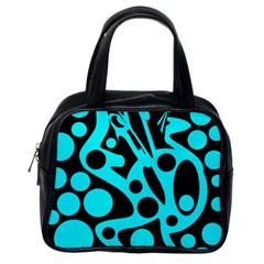 Cyan And Black Abstract Decor Classic Handbags (one Side) by Valentinaart