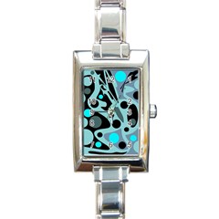 Cyan Blue Abstract Art Rectangle Italian Charm Watch by Valentinaart