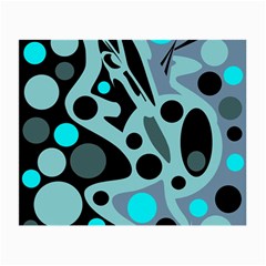 Cyan Blue Abstract Art Small Glasses Cloth