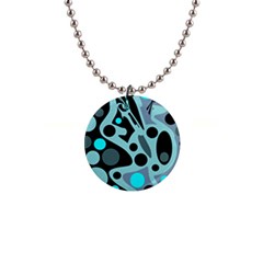 Cyan Blue Abstract Art Button Necklaces by Valentinaart