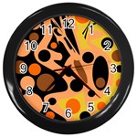 Orange abstract decor Wall Clocks (Black) Front