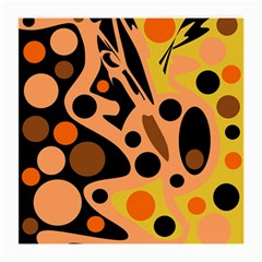 Orange Abstract Decor Medium Glasses Cloth (2-side) by Valentinaart