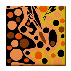 Orange Abstract Decor Face Towel by Valentinaart